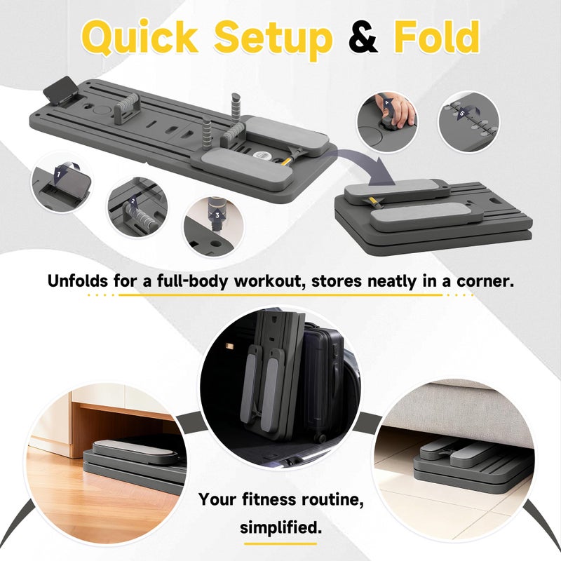 COSIEST Pilates Board for Home Use, Foldable Pilates Reformer Set with Resistance Bands, All-in-One Professional Workout Fitness Equipment for Core, Abs, Glutes, Legs, Butt, Arms Toning (Dark Grey) - Image 4