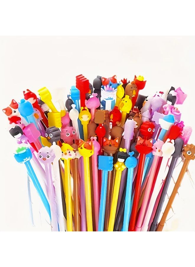 25Pcs 3D Cartoon Round Ballpoint Pens 0.5mm Black Ink Push Cover Random Designs - Image 3
