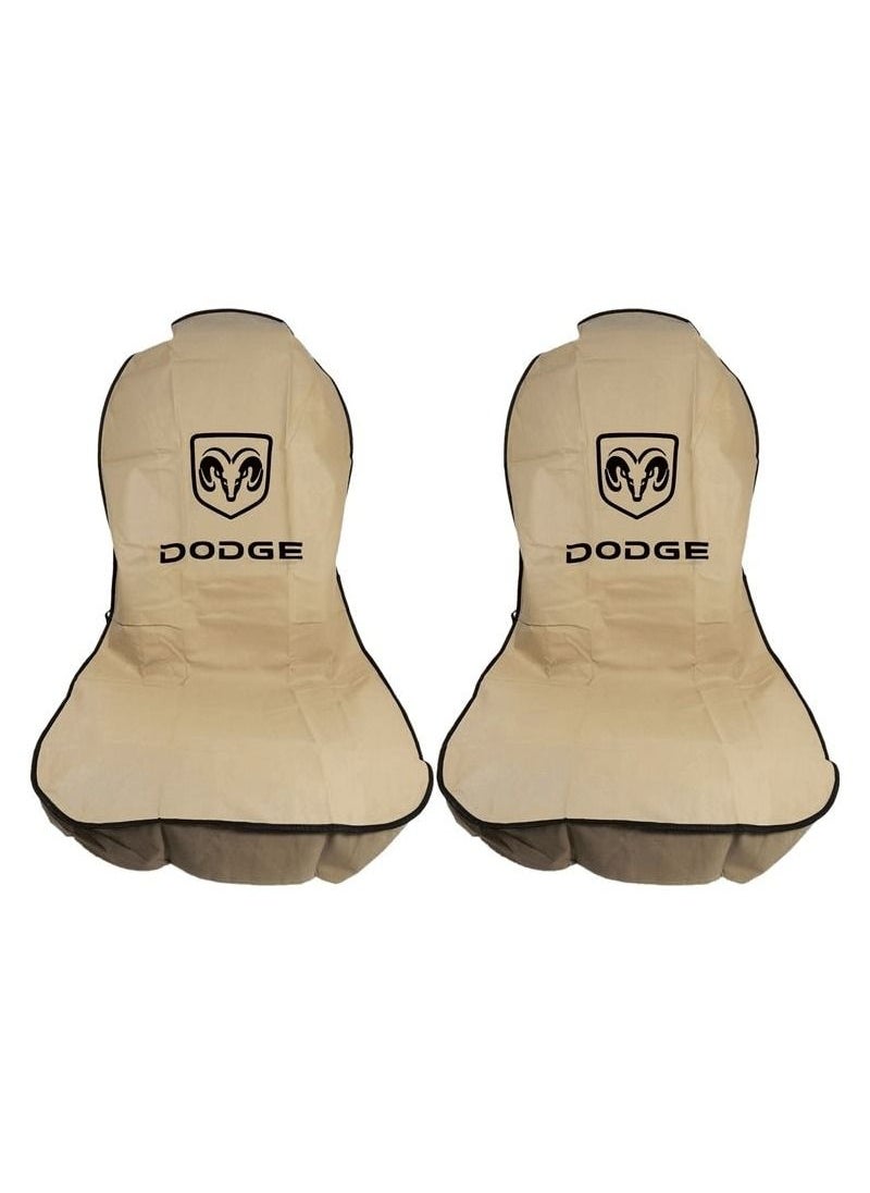 Dodge 2 Pcs Set Universal Car Seat Dust Dirt Protection Cover, Extra Protection For Your Seat,  Car Seat Cover, Beige  - Image 1