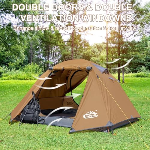 Camppal 2-3 Person Backpacking Tent, Waterproof Windproof 4 Season Tent for Camping, Easy Setup 2 Person Tent for Backpacking, Hiking, Hunting, Motor Cycling & Biking - Image 4