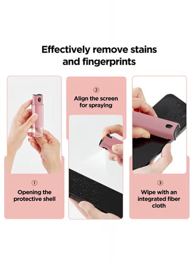 Taimi All-in-One Touchscreen Cleaner, Spray and Built-in Microfiber Cloth with Clear Protective Case, Screen Cleaner for All Phones, Laptop and Tablet - Pink - Image 4