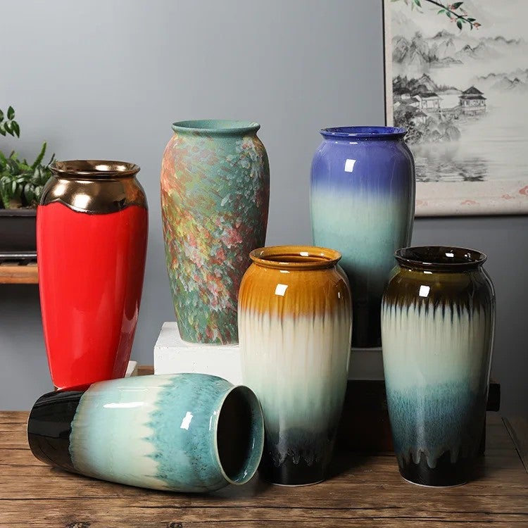 Y&D Ceramic Vase Set for Flowers - 3 Piece Decorative Table Vases - Kiln Change Glaze - Elegant Home Decor Vases - Image 2