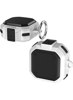Professional With Security Lock Armor Cover For Galaxy Buds Pro / Samsung Galaxy Buds 2 Hard PC Shockproof With Keychain Black White