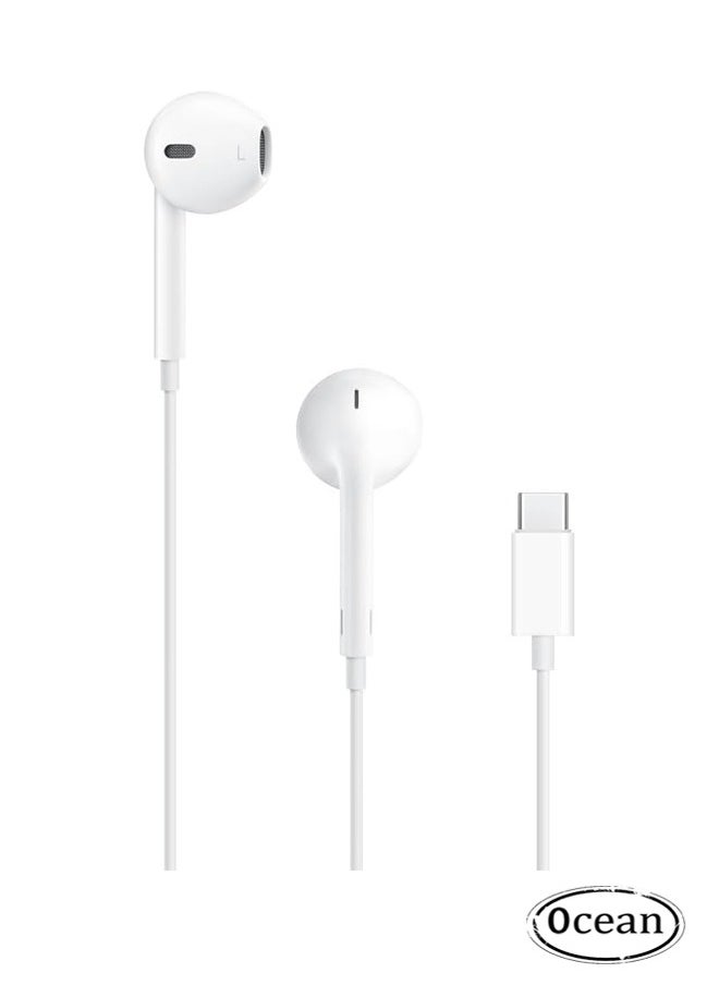 Ocean - Wired Earbuds for iPhone, Apple Earbuds USB-C, Built-in Microphone & Volume Control,No Need Bluetooth, Compatible with iPhone 15/15 Pro/15 Pro Max/15 Plus/iPad Pro and Other USB C Device, White - Image 1