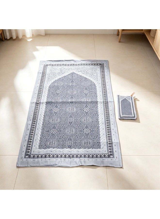 Ultra-Soft Printed Travel Prayer Mat with Zipper Pouch, Lightweight Foldable Islamic Rug - Image 2