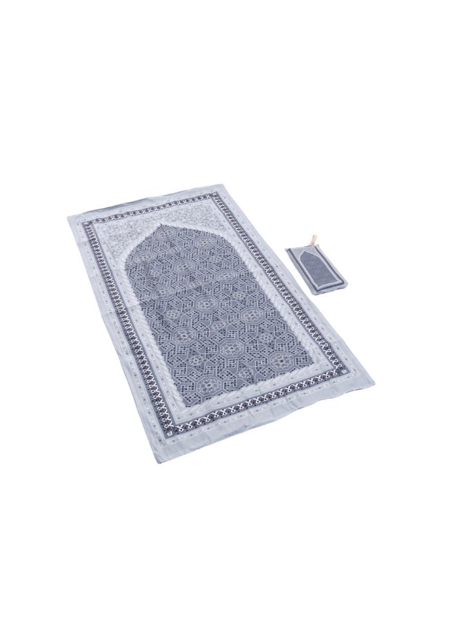 Ultra-Soft Printed Travel Prayer Mat with Zipper Pouch, Lightweight Foldable Islamic Rug - Image 1