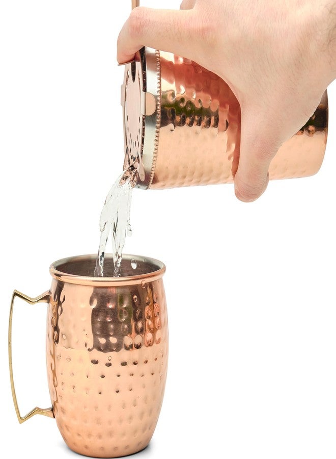 Kitchen Science Moscow Mule Mugs (Set of 2 Mugs) 18 Oz - Stand with Brass Hooks,1 8' inches bar Spoon, 1 Shot Glass, 1 Shaker, 1 Stainer - Image 5