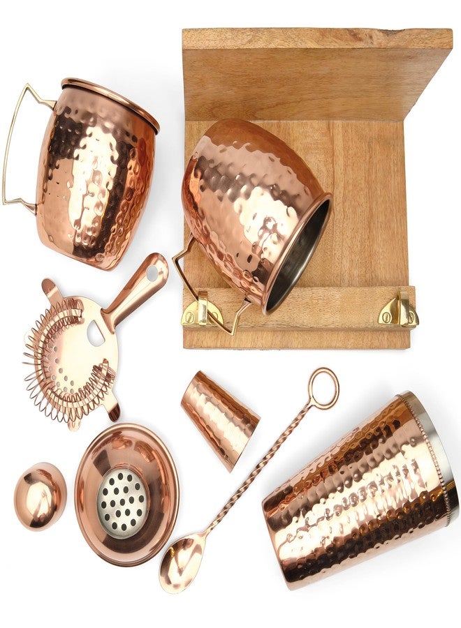 Kitchen Science Moscow Mule Mugs (Set of 2 Mugs) 18 Oz - Stand with Brass Hooks,1 8' inches bar Spoon, 1 Shot Glass, 1 Shaker, 1 Stainer - Image 4