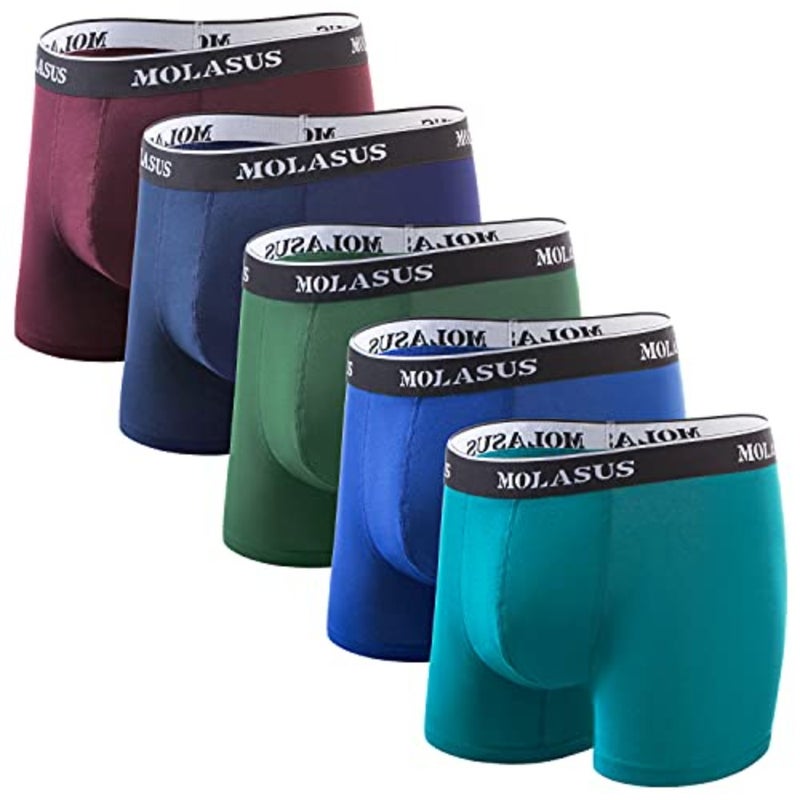 Molasus Mens Cotton Stretch Trunks Underwear No Fly Tagless Underpants Pack of 5 - Image 1
