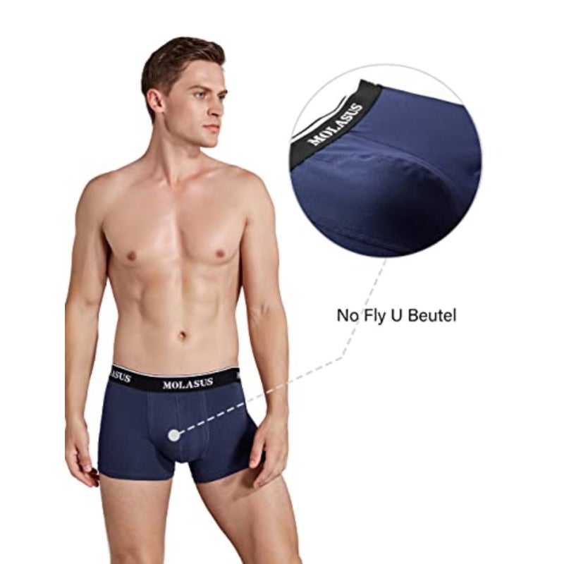 Molasus Mens Cotton Stretch Trunks Underwear No Fly Tagless Underpants Pack of 5 - Image 3