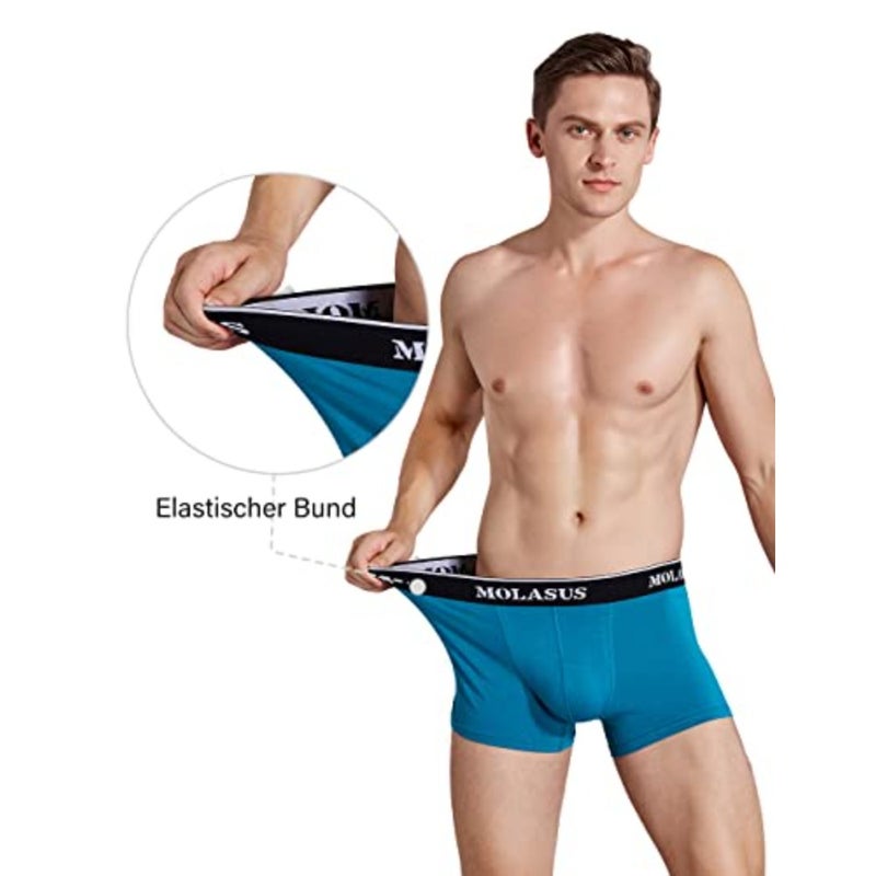 Molasus Mens Cotton Stretch Trunks Underwear No Fly Tagless Underpants Pack of 5 - Image 2