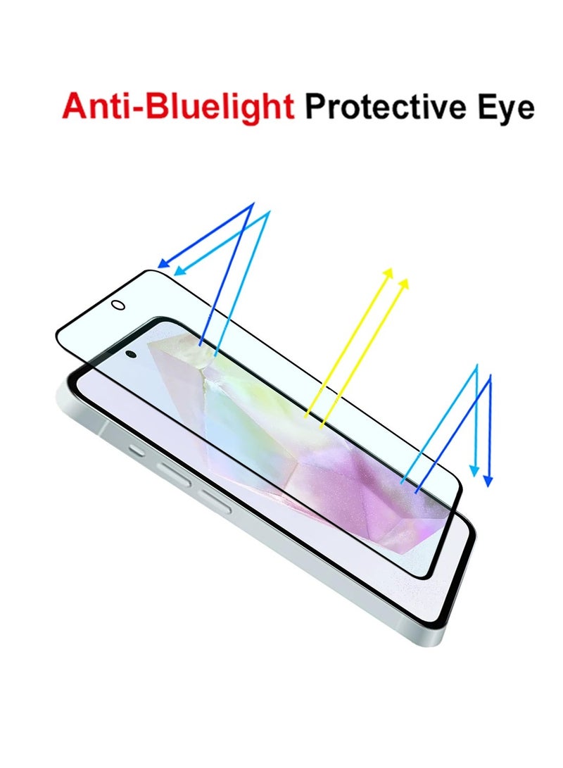 Techie حماية شاشة زجاجية مقساة مضادة للضوء الأزرق لجهاز سامسونج جالاكسي A35 – صلابة 9H، مضادة للانعكاس، خالية من الفقاعات، 0.33 مم، سهلة التركيب - Image 3