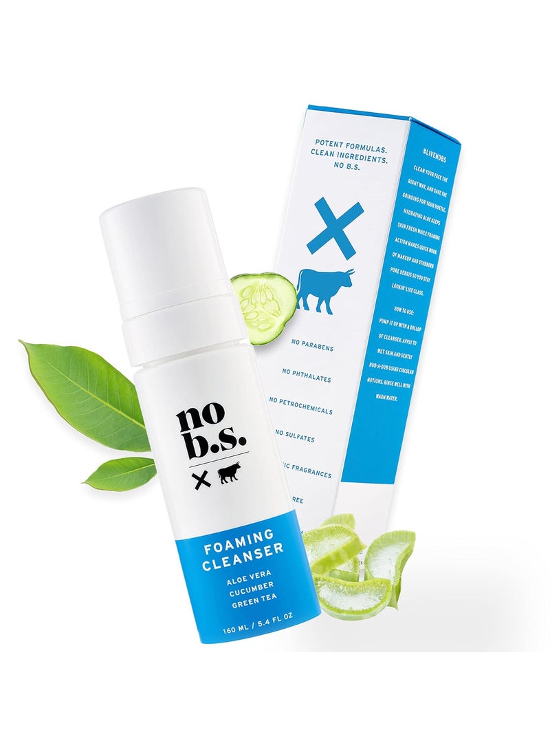 NO B. S. NO BAD STUFF No BS No Bad Stuff Foaming Cleanser Natural Face Wash with Cucumber Green Tea  Aloe Vera for Oily Combination Dry Normal Sensitive  Acne Skin Skin Care for Women  Men Vegan 54 FL Oz 