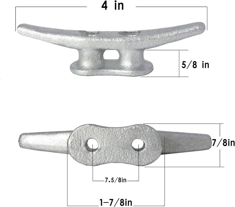 VEITHI 4 inch Dock Cleats 4/6/8/12/16/20/24 Pack,Boat Dock Cleats Rope Cleat Marine Cleats Iron Boat Cleats with Hardware ldeal for Deck,Nautical Decor,Cleats for Boat Dock,Boat Tie Down Cleats - Image 3