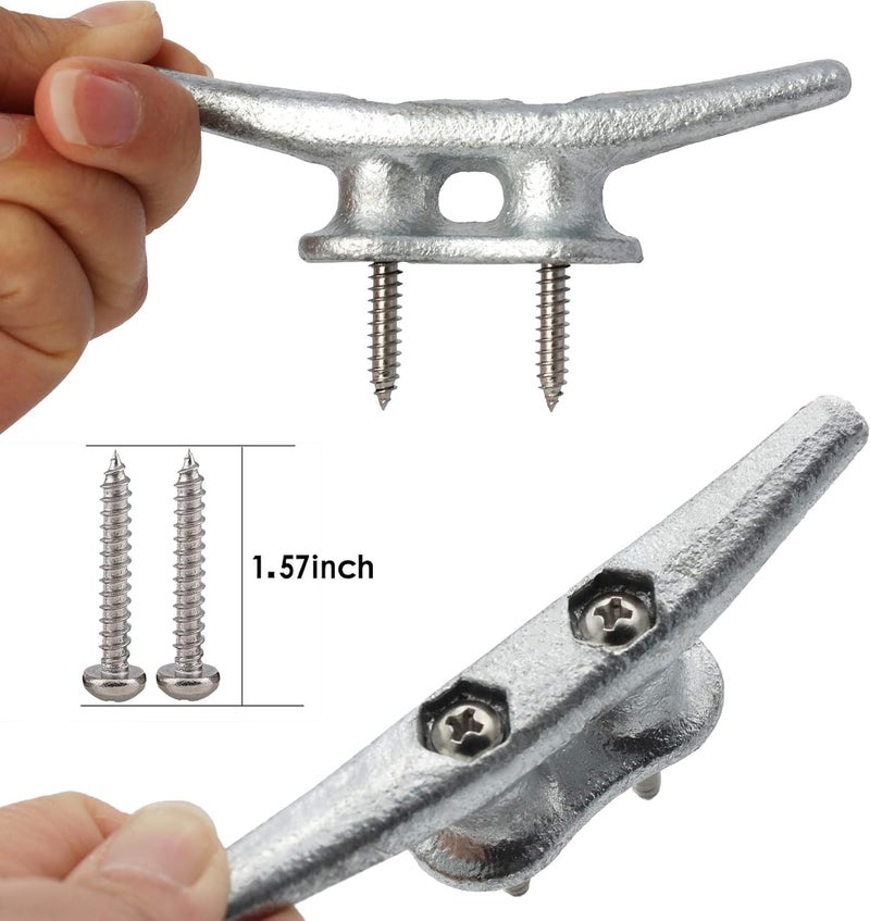 VEITHI 4 inch Dock Cleats 4/6/8/12/16/20/24 Pack,Boat Dock Cleats Rope Cleat Marine Cleats Iron Boat Cleats with Hardware ldeal for Deck,Nautical Decor,Cleats for Boat Dock,Boat Tie Down Cleats - Image 2