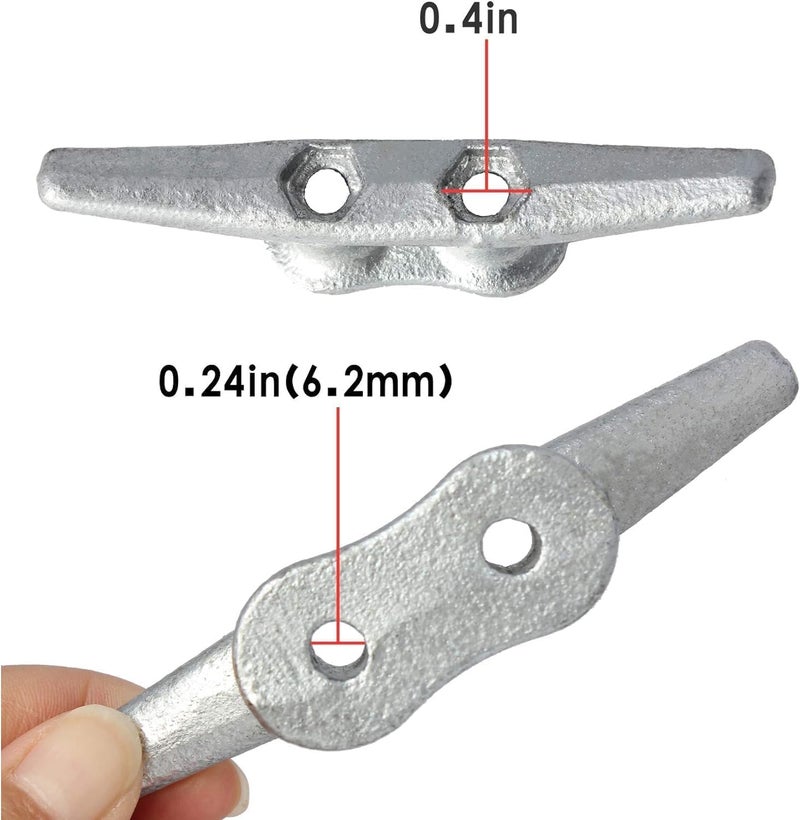 VEITHI 4 inch Dock Cleats 4/6/8/12/16/20/24 Pack,Boat Dock Cleats Rope Cleat Marine Cleats Iron Boat Cleats with Hardware ldeal for Deck,Nautical Decor,Cleats for Boat Dock,Boat Tie Down Cleats - Image 4