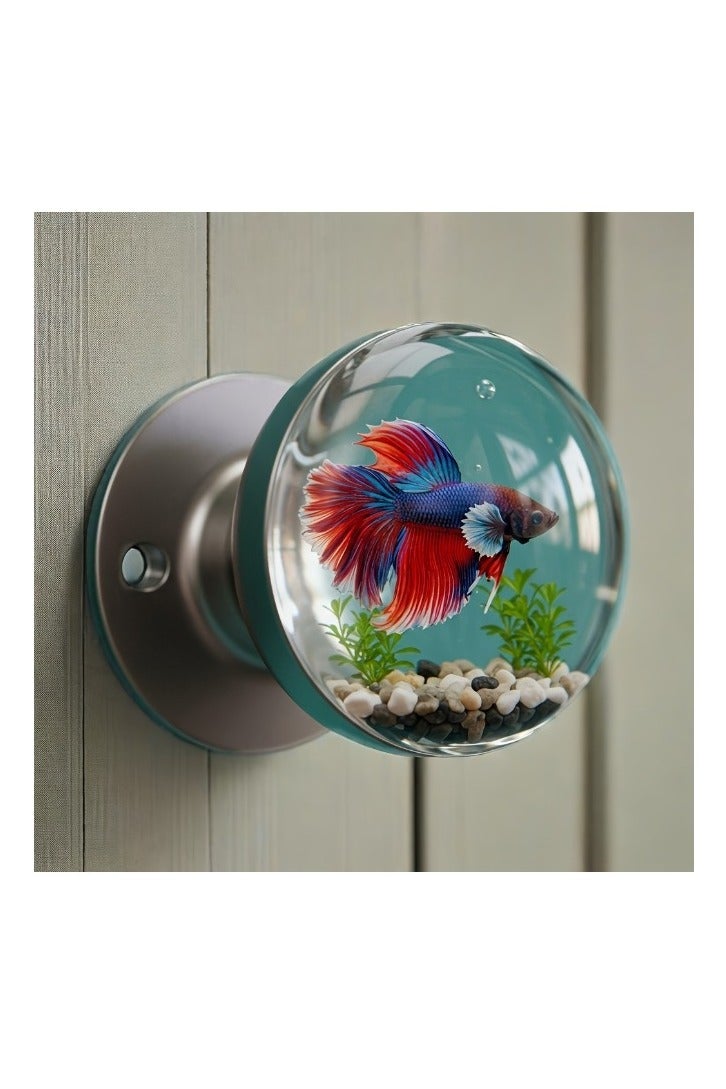 Decorative resin door handle with realistic Little Goldfish pattern - crystal clear handmade artwork, round design fits standard doors, durable and unique home decor, door hanging, enhances porch effect, fine workmanship, intricate craftsmanship - Image 1