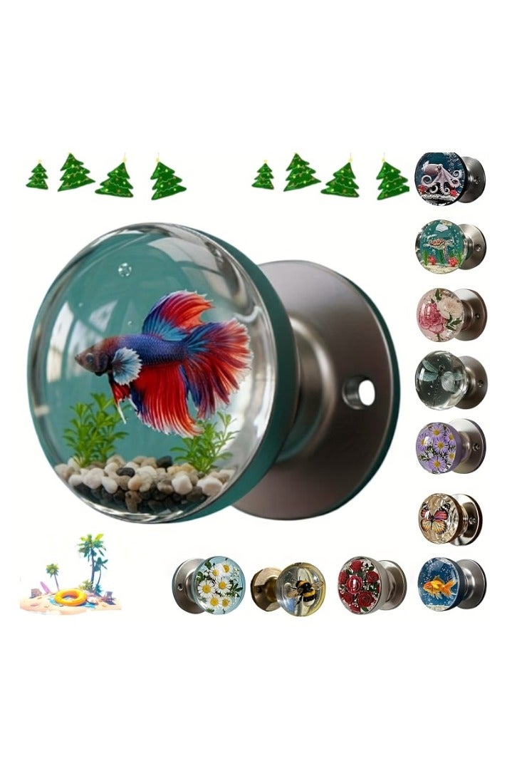 Decorative resin door handle with realistic Little Goldfish pattern - crystal clear handmade artwork, round design fits standard doors, durable and unique home decor, door hanging, enhances porch effect, fine workmanship, intricate craftsmanship - Image 2