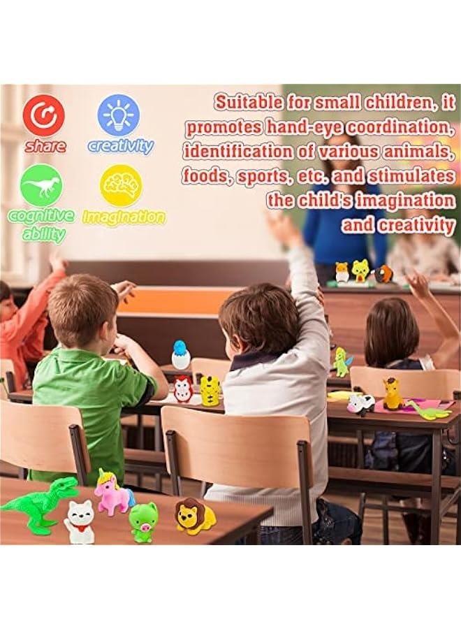 Generic 80Pcs Animal Erasers Kids Desk Pets Pencil Erasers 3D Puzzle Erasers Bulk Mini Animal Erasers Toys Fun Cute Eraser for Classroom Rewards, Game Prizes, Treasure Box,  Egg Fillers  - Image 4