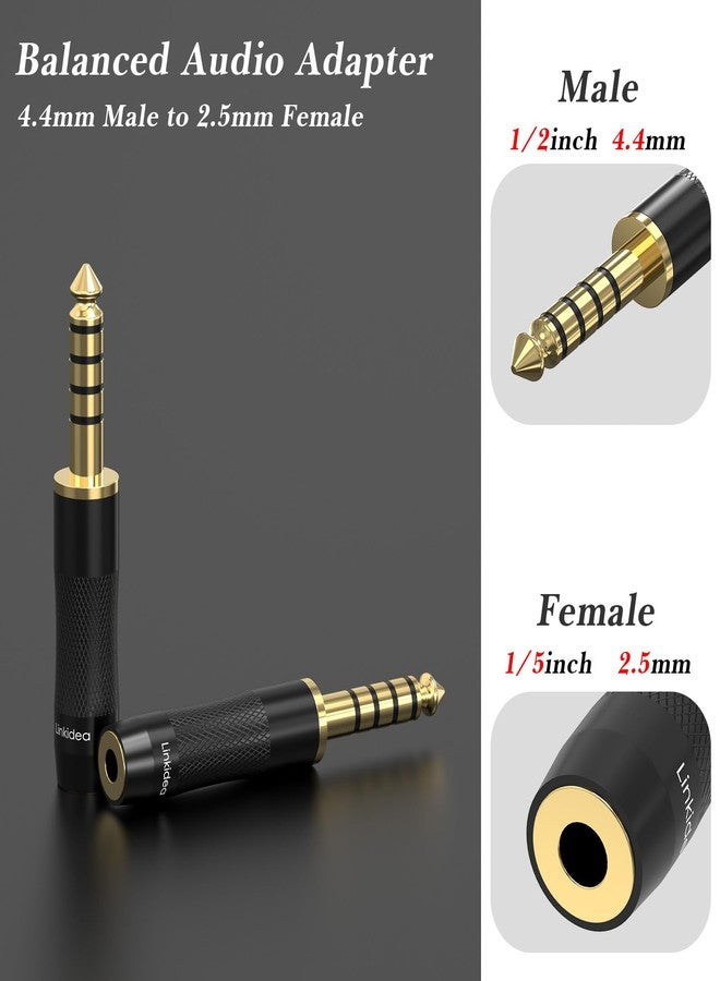 Linkidea 4.4mm Balanced Male to 2.5mm Balanced Headphone Audio Adapter Compatible with Sony NW-ZX507/ ZX300A/ WM1Z, DMP-Z1, TA-ZH1ES, HIFIMAN, R2R2000, FIO M11, Lotoo PAW6000 Audio Player - Image 2
