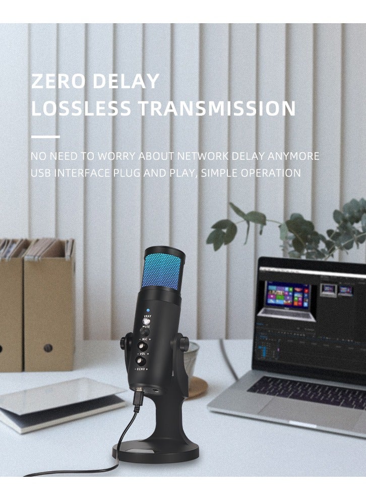 JD-950 Gaming Microphone, USB Condenser Podcast Microphone with RGB Lighting, Tap-to-Mute Sensor, Cardioid Polar Pattern for Gaming/Streaming/Podcasts/Twitch/YouTube/Discord - Image 4