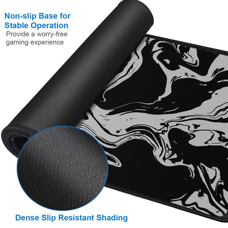 Naukay Gaming Mouse Pad, 31.5x15.7 inch Large Extended Computer Keyboard Mouse Mat, Water Resist Non-Slip Mousepad Rubber Base Long XXL Desk Mouse Pad for Gaming, Office & Home, Marble White - Image 4