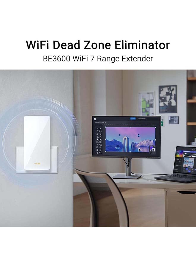 ASUS RP-BE58 BE3600 Dual Band WiFi 7 (802.11be) Range Extender, AiMesh Extender for Seamless mesh WiFi White - Image 4
