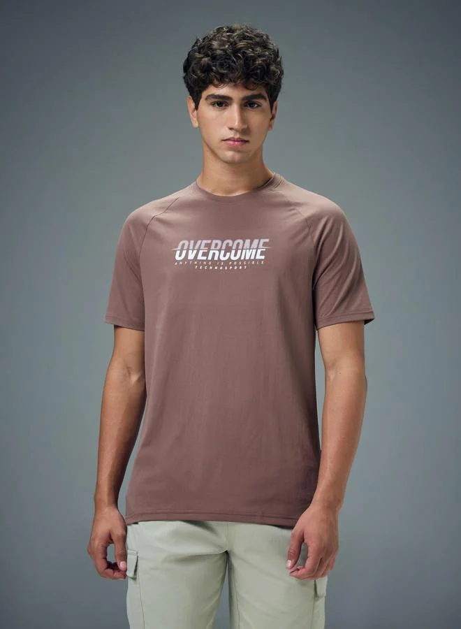 Technosport Men Typography Print Slim Fit T-Shirt