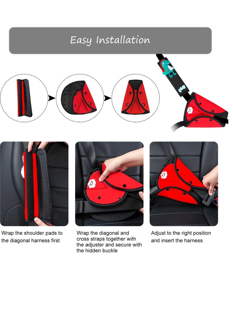 Excefore Seat Belt Cover Pad & Seatbelt Adjuster, 2 PCS Universal Car Seatbelt Adjuster for Kids & Cushion, Travel Car Seat Strap Pad Cover, Shoulder Neck Headrest Pillow for Toddler Baby Child - Image 3