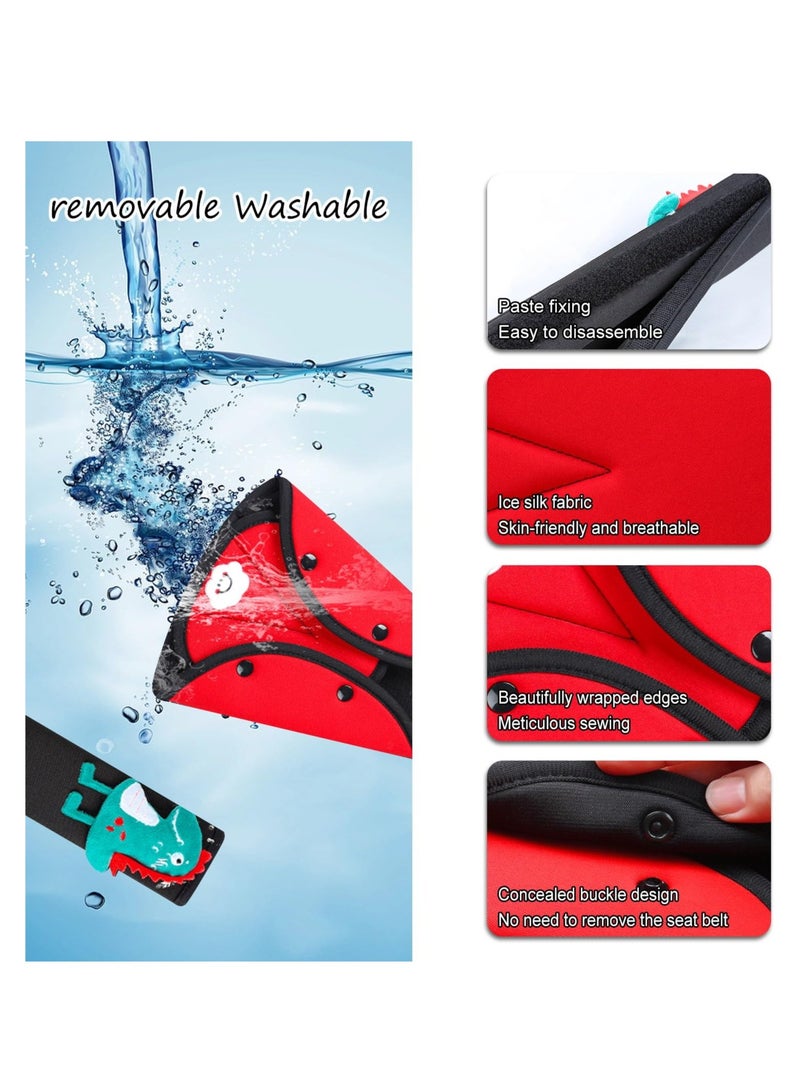 Excefore Seat Belt Cover Pad & Seatbelt Adjuster, 2 PCS Universal Car Seatbelt Adjuster for Kids & Cushion, Travel Car Seat Strap Pad Cover, Shoulder Neck Headrest Pillow for Toddler Baby Child - Image 4