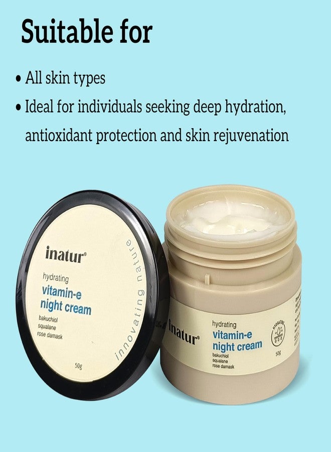 إناتور كريم ليلي بفيتامين E من إيناتور | مع باكوشيول وسكوالين | مضاد للشيخوخة، ترطيب عميق | مرطب مغذي ومفتح للبشرة العادية إلى الجافة، مستخلص من النباتات | مثالي للرجال والنساء | 50 غرام - Image 4