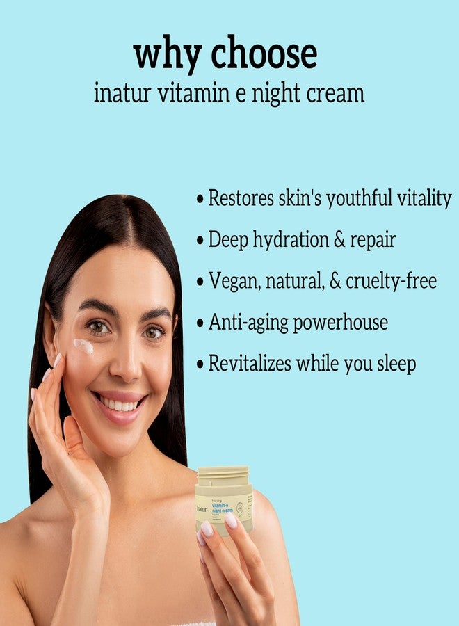 إناتور كريم ليلي بفيتامين E من إيناتور | مع باكوشيول وسكوالين | مضاد للشيخوخة، ترطيب عميق | مرطب مغذي ومفتح للبشرة العادية إلى الجافة، مستخلص من النباتات | مثالي للرجال والنساء | 50 غرام - Image 5