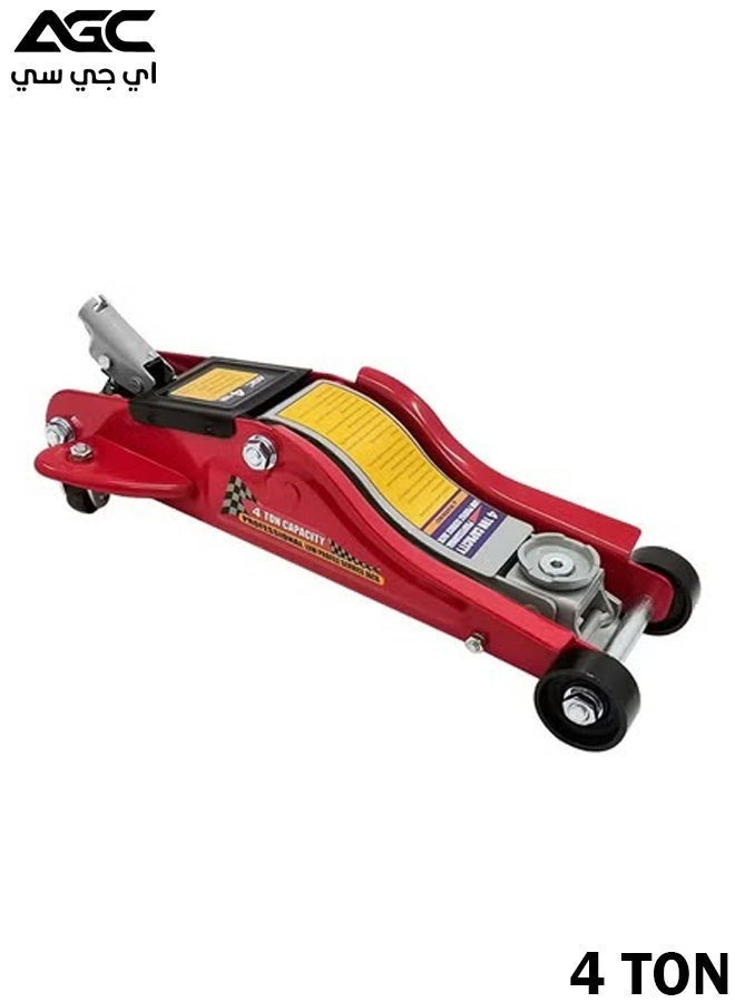 AGC 4 Ton Hydraulic Floor Jack Low Profile Professional Service Jack Heavy Duty Steel Trolley Jack with Long Handle, Dual Front Wheels, Car SUV Garage Workshop Lifting Tool - Image 1