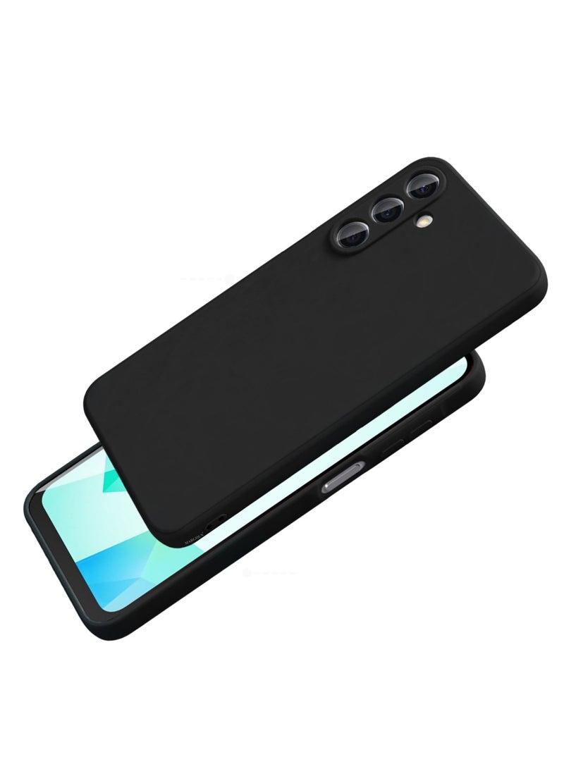 YJS 2Packs Liquid Silicone Case for Samsung Galaxy A16 Protective Phone Case with Soft Anti-Scratch Microfiber Lining Utra Slim Drop Protection Phone Cover with 3D Screen Protector - Black-2 - Image 3