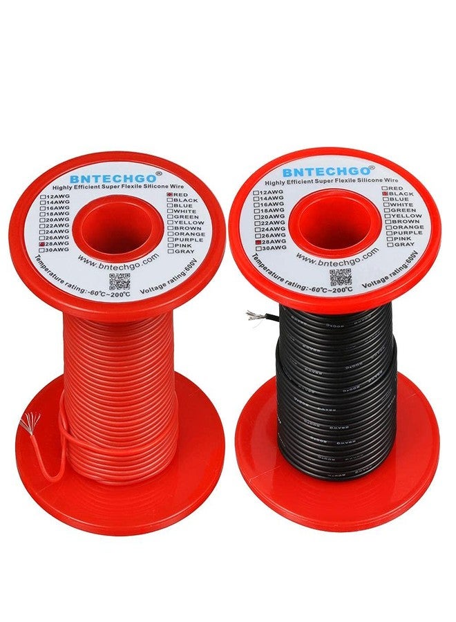 BNTECHGO 28 Gauge Silicone Wire Spool Red and Black Each 250ft Flexible 28 AWG Stranded Tinned Copper Wire - Image 1