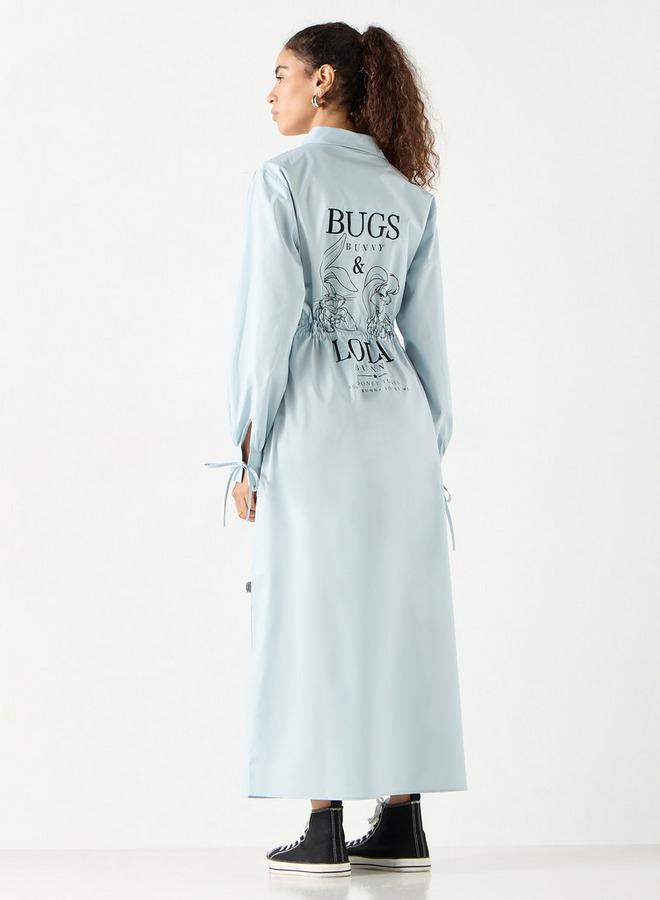 اس بي كاركترز فستان قميص بأكمام طويلة وأربطة وطبعات لوني تيونز - Image 3