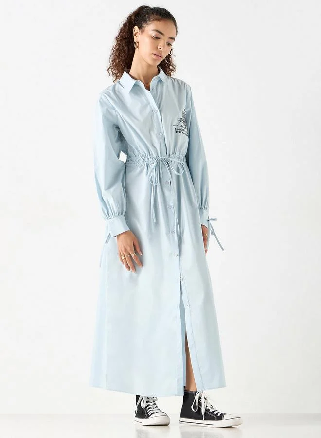 SP Characters Looney Tunes Shirt Dress with Long Sleeves and Drawstring Tie-Ups