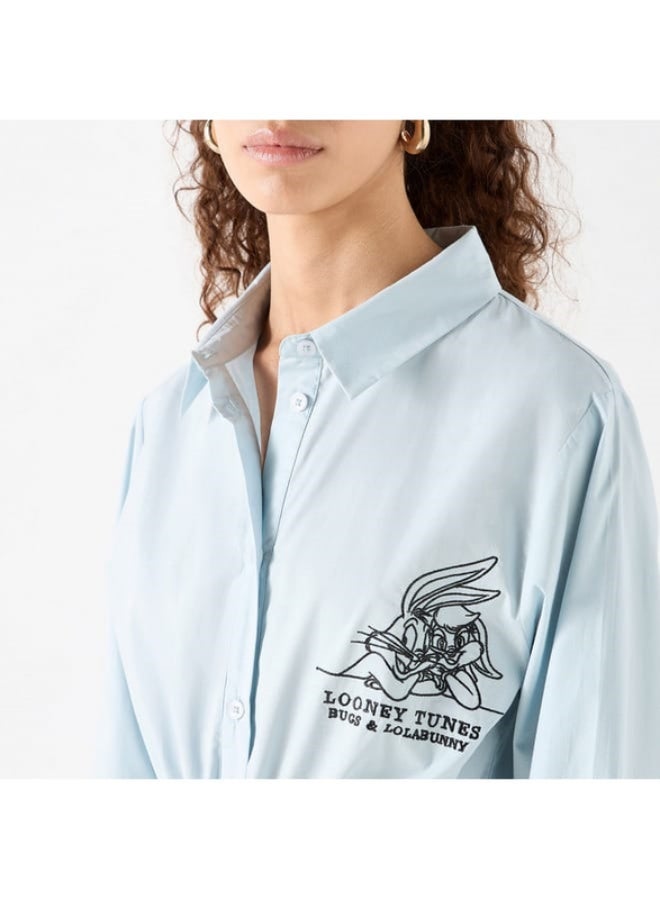 SP Characters Looney Tunes Shirt Dress with Long Sleeves and Drawstring Tie-Ups  - Image 4