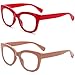 REAVEE 2 Pack Retro Oversized Reading Glasses for Women Men Blue Light Blocking Computer Readers Stylish Spring hinge RedCoffee 25x - Image 4