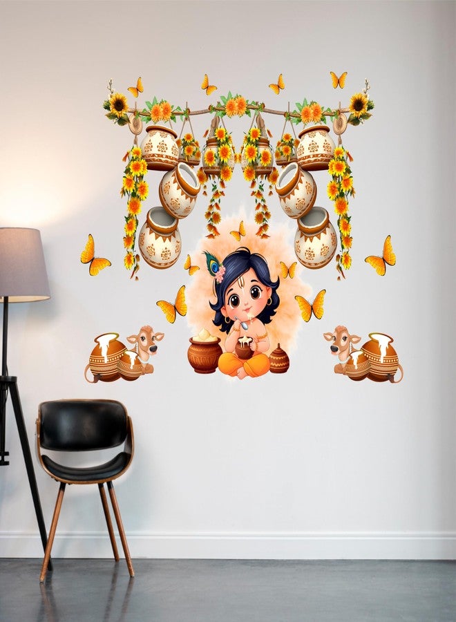 DREAM DECALS ملصق حائط دريم ديكالز بال كريشنا متعدد الألوان، مقاس 77 سم × 60 سم، ملصق حائط لغرفة المعيشة/غرفة النوم/المكتب/ديكور المنزل وجميع أنواع الملصقات الزخرفية - Image 3