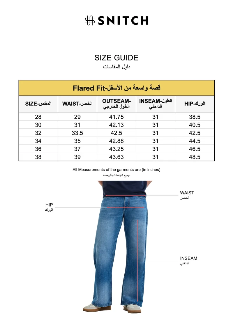 SNITCH Blue Flared Fit Denim Jeans for Men | Best Price UAE