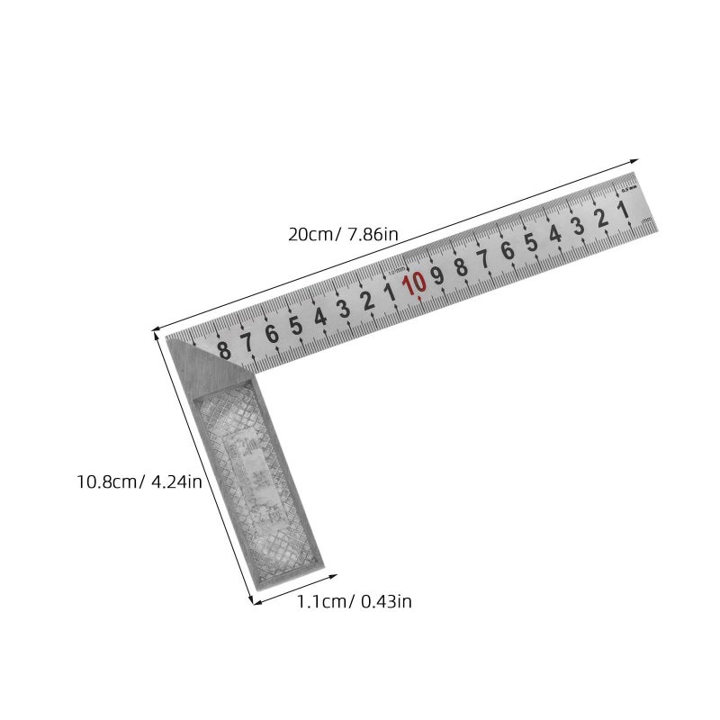 High Precision 200mm Stainless Steel Carpenter Right Angle Ruler 90 Degree Measuring Square - Image 3