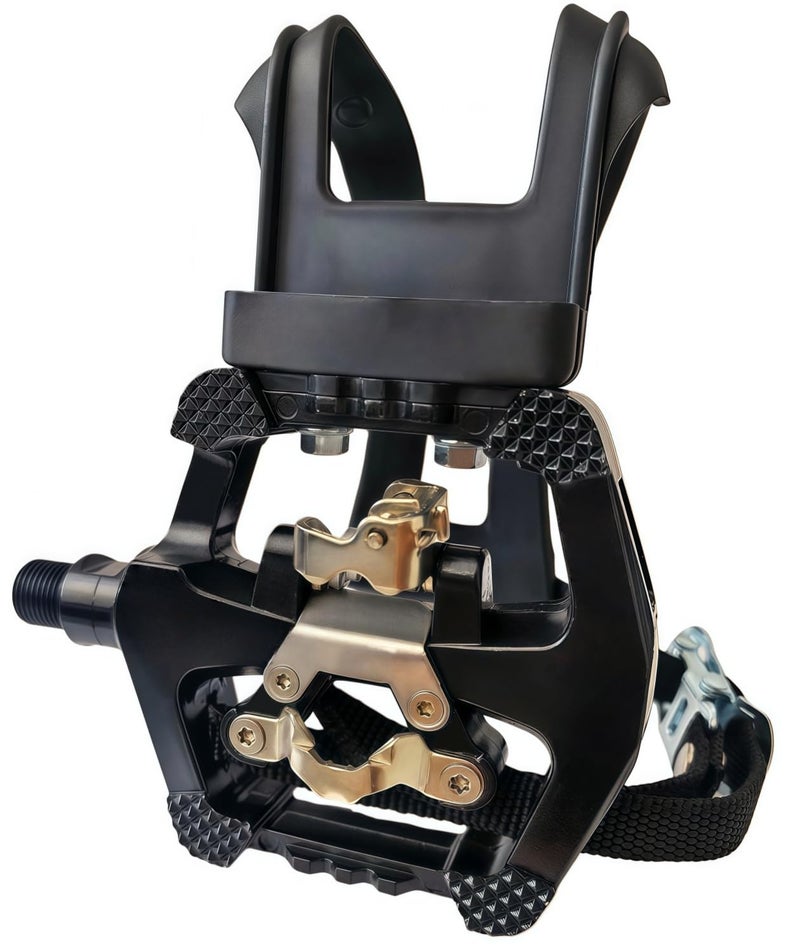 YBEKI Pro-Grade SPD Spin Bike Pedals and Straps/Toe Clip for Indoor Exercise Cycling & Spin Peloton/Schwinn/Sunny/Bikes Compatible, 9/16" Axle with Sealed Bearings + 12-Month Warranty - Image 1