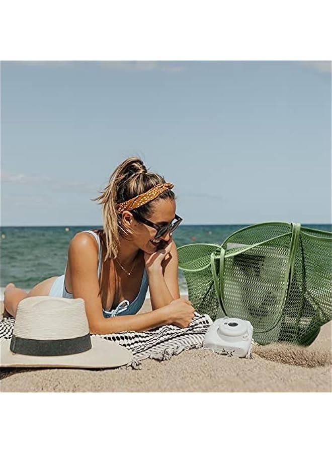 Beach Mesh Tote Bag, Casual Tote Bag Hobo Women Foldable MAX 23L Shoulder Bag For Beach Picnic Vacation  - Image 3