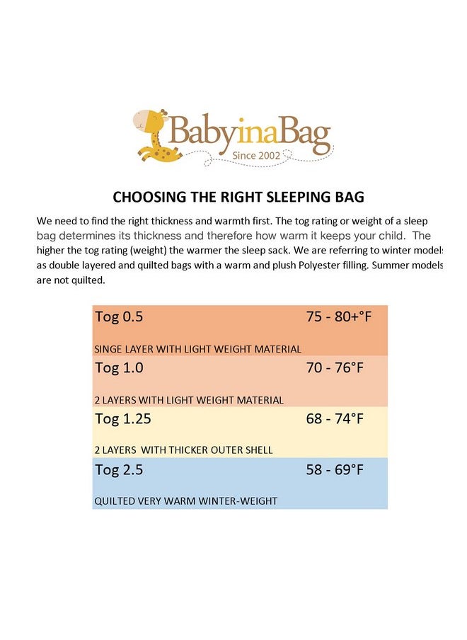 BABYINABAG BABYINABAG 2.5 Tog Warm Baby Sleeping Bag or Sack, Quilted Winter Model, 100% Cotton  - Image 2