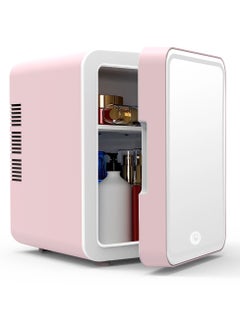RATSAW Mini Cosmetic Makeup Refrigerator With LED Light Mirror Pink  - Image 1