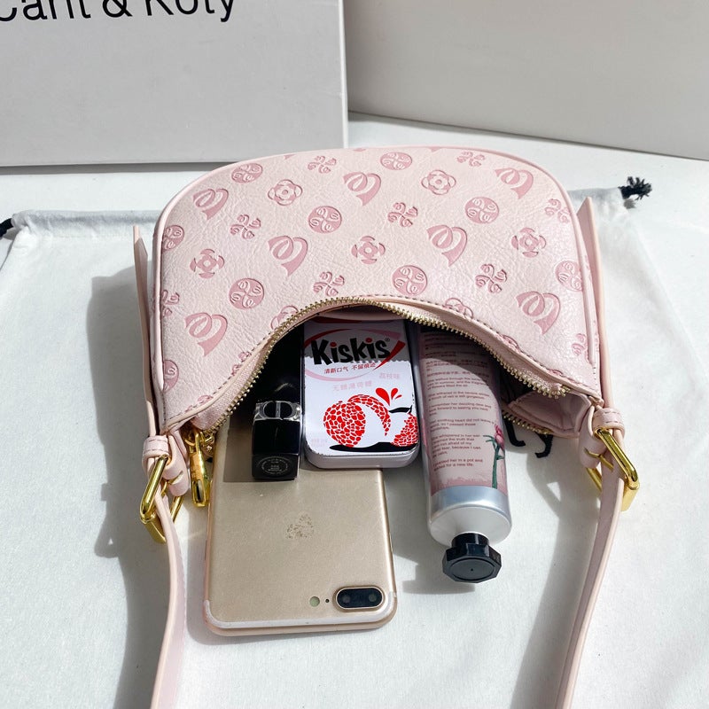 Women's PU Shoulder Bag Pink Baguette Style - Image 4