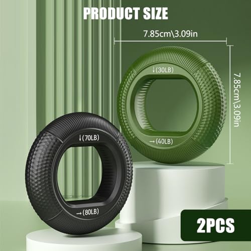 Proberos® 2Pcs Ring Resistance Strength Trainer, Silicone Hand Grip Strengthener Rings, Exerciser Muscle Power Exerciser Finger, Gripper Gripping Ring with 4 Resistance 30-80 LB - Image 2