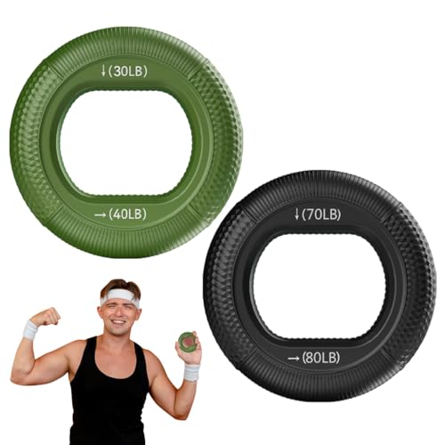 Proberos® 2Pcs Ring Resistance Strength Trainer, Silicone Hand Grip Strengthener Rings, Exerciser Muscle Power Exerciser Finger, Gripper Gripping Ring with 4 Resistance 30-80 LB - Image 1