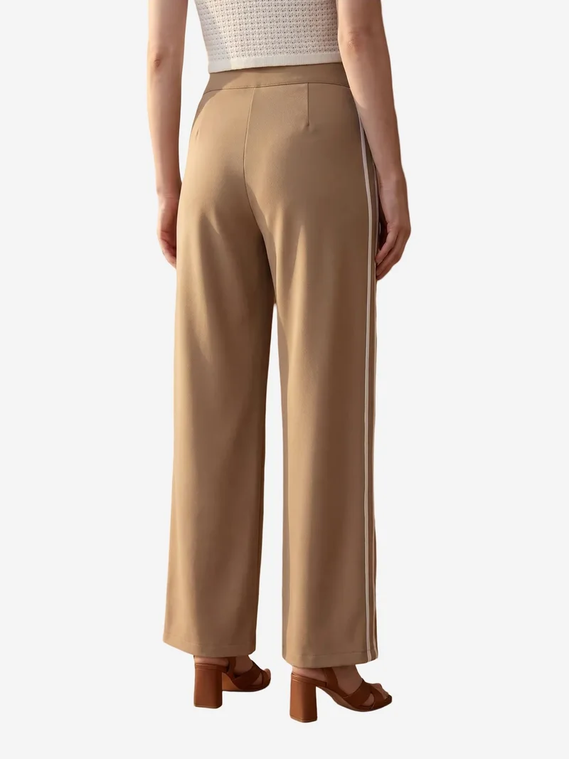 My Fashion Camel Brown MY FASHION High-Waist Pleated Wide-Leg Trousers for Women | Best Price UAE